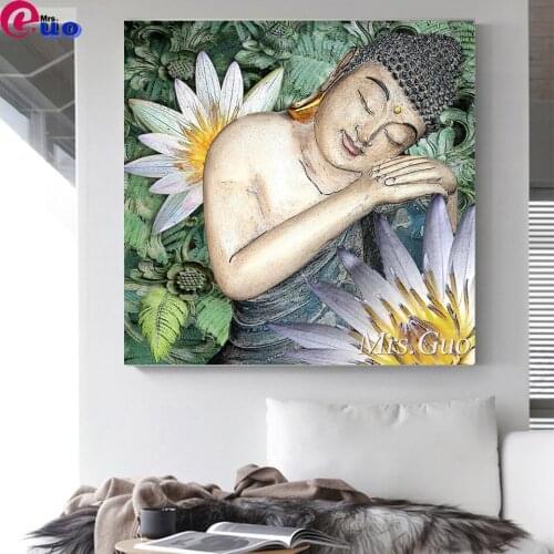 Diamond Painting 5d Religious Buddha Lotus Icon Diamond Mosaic Cross Stitch Full Square Rhinestone Embroidery Picture Decor