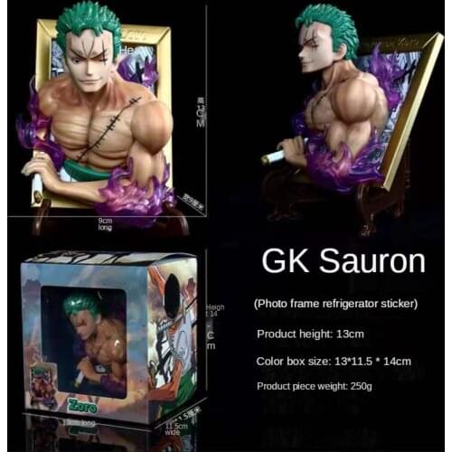 Anime One Piece GK Zoro Namei Usopp Movable Doll Frame Refrigerator Magnet Boxed Collection Model Childrens Gift Decoration 13CM