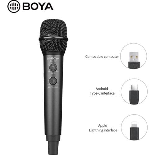 BOYA BY-HM2 Cardioid Handheld Microphone Gain Control for iPhone Android Type-C Tablet Computer PC USB Digital Condenser Mic