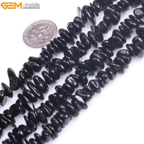 Gem-inside 7x13mm Natural Freeform Black Tourmaline Beads For Jewelry Making Beads 15" DIY Jewellery Christmas Gift