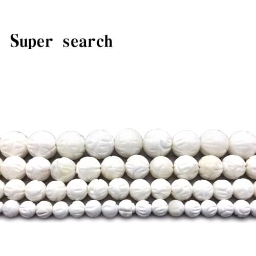 Wholesale Natural Lotus Carving Tridacna White Shell Beads For Jewelry Making DIY Bracelet Necklace Buddhism 6/8/10/12/14 MM