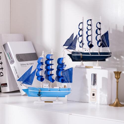 Marine Nautical Creative Sailboat Home Interior Decoration Wine Cabinet Ornaments Holiday Birthday Gift Wooden Small Boat