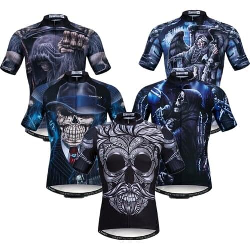 Weimostar 3D Skull Cycling Jersey Top Summer Men Mountain Bike Clothing Team Sport MTB Bicycle Jersey Breathable Cycling Shirt
