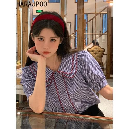 Женские рубашки в клетку Harajpoo China At AliExpress