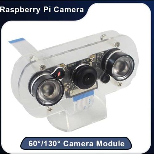 5MP Raspberry Pi 4 Camera Night Vision 60/130° Focus Adjustable Camera + IR Sensor Light + Holder for Raspberry Pi 4B/3B+/3B