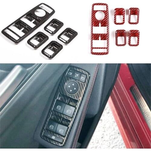 Carbon ABS Window Lift Switch Button Frame Trim For Mercedes-Benz A B C E GLE GLA CLA GLK Class W176 W204 W212 W166 W218