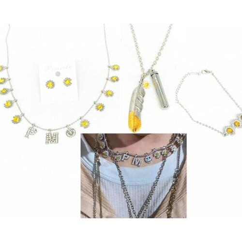 KPOP G-Dragon PM Smile Daisy Metal Pendant Necklace Rhinestone Necklace PEACEMINUSONE Men Women Jewelry JH142