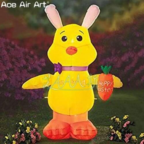 Beautiful led light Easter inflatable easter rabbit decorations for garden,yellow inflatable bunny/rabbit with Carrot for sale