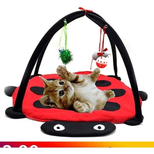 Pet Cat Bed Cat Play Tent Toy Mobile Activity Playing Bed Cat Bed Pad Blanket House Pet Furniture House With Ball Dropshipping