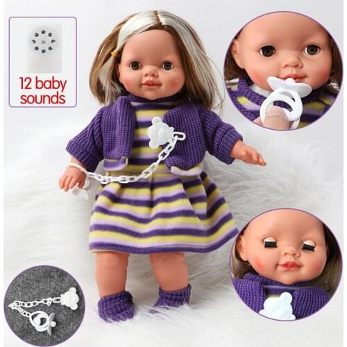 40.5cm simulation bebe reborn doll 16 inch long hair Fashion clothes Soft silicone twin newborn sound education Toys for girl