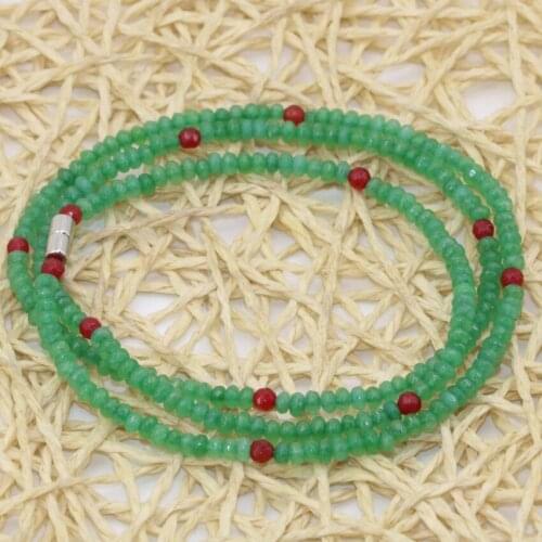 Hot sale fashion 4 row magnetic clasp green aventurine jades stone multilayer bracelets 2*4mm faceted abacus beads jewelry B2767