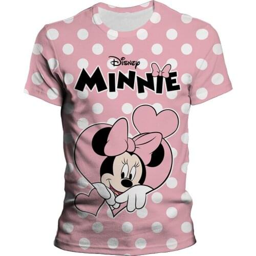 Disney 3D Women fashion Cartoon Mickey Minnie Vintage Summer kawaii top female Kids oversized T-shirt with short sleeves y2k