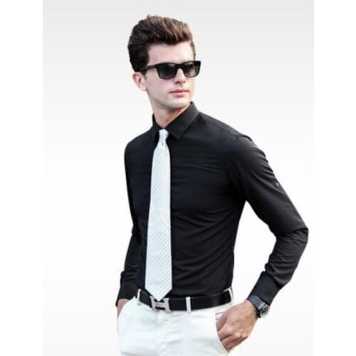2020 New Bamboo Fiber Plus Size Shirts Men Professional Tailor-made Business Slim-cut Shirt Black White Blue High Quality