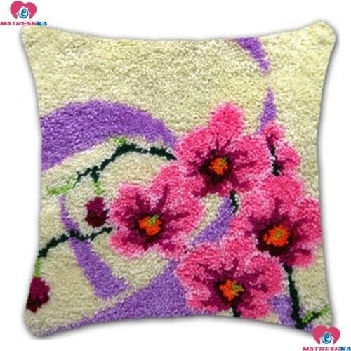 Latch Hook kits Pillowcase Flower Unfinished accessories Handmade Printed Canvas set Cushion Latch Hook Rug Kits DIY Needlework