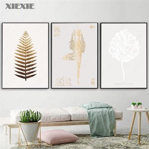 Zen Buddha Statue Poster Golden Leaf Yoga Canvas Prints Minimalist Flower Wall Art Picture Painting Buddhism Modern Home Decor