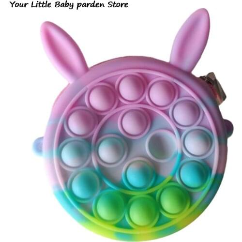 Rainbow Push It Anti Stress Sensory Bag Toy Christmas Elk Cute Handbag Fidget Toy Reliver Stresstoy Backpack Wallet
