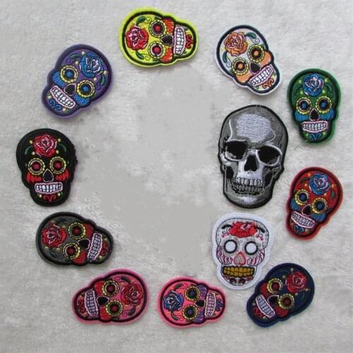 Different style skull badge For Clothing Iron On Embroidered Appliques DIY Apparel Accessories Patch For Clothing Fabric Badges
