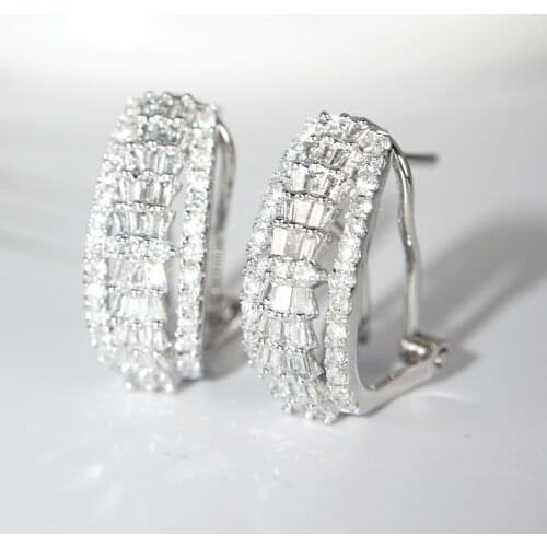 S925 Diamond Sterling Silver Earrings for Women Bohemia Wedding Fine Jewelry Classic Diamond Fashion Silver Earrings Women