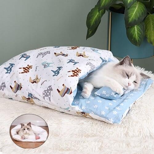 Pet Cat Dog Bed Removable Winter Warm Sleeping Bag Sofas Mat Bed Cats House Bed For Cats Small Pet Beds Puppy Nest House For Cat