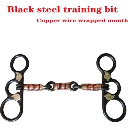 Western Style Stainless Steel Horse Mouth Ring Jointed Bit Equestrian Snaffle Tool Black Steel Training Bit Copper Wire Wrapped