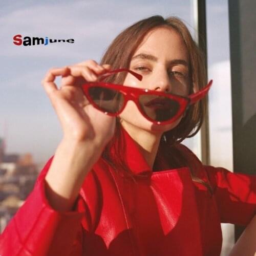 Samjune Cat eye Sunglasses for Women Sexy Vintage UV400 PC Glasses Luxury Brand Design Red Sun Glass Goggle Eyewear