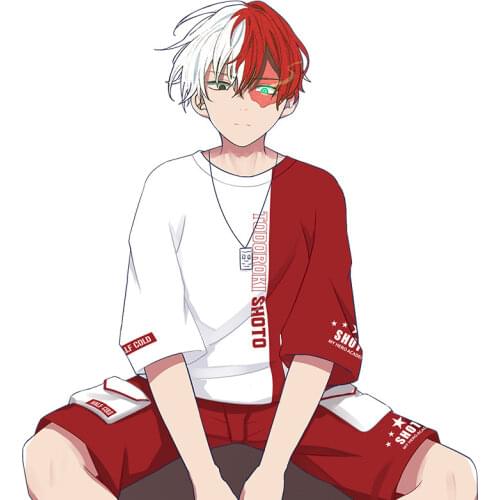 My Hero Academia Anime Cosplay Top Boku No Hero Costume Todoroki Shoto Summer Loose T Shirt Shorts Men Women Halloween Clothes