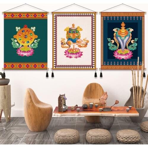 Traditional Nation Tibetan Wall Art Painting Western Ethnic Style Tapestry living room Wall Painting Aesthetic Poster Home Decor