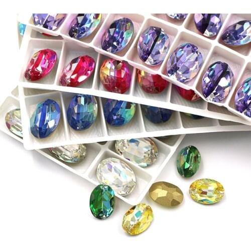 Nail Decorations Shiny Crystal Oval Shape Laser Glass Pointback Rhinestones Glue On Nail/bag/clothing/Jewelry Accessories
