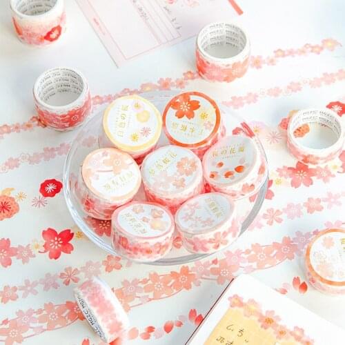 Spring Flower Petals Washi Tapes Sakura Petal Stickers Flower Pattern Adhesive Tape for Scrapbooking Dairy Crafts Arts Diy