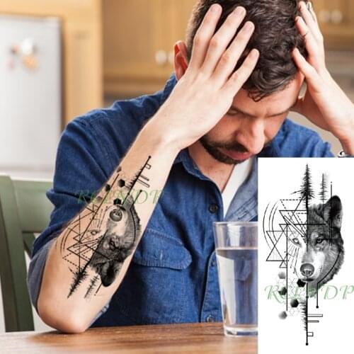 Waterproof Temporary Tattoo Sticker wolf head animal triangle geometric patterns Fake Tattoo Flash Tattoo for Girl Women Men