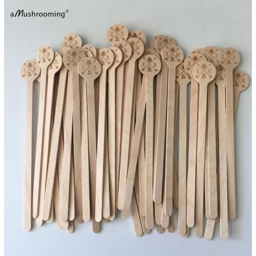 X100 Wooden Coffee Stirrer Spoon Sticks Palitos Coctail Wood Cafe Bar Custom Logo Personalised Text