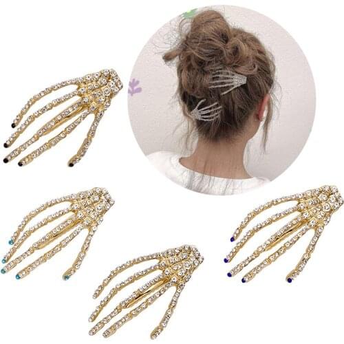 1pcs Skull Hand Bone Hairpin Gripper Ghost Skeleton Hair Clips Hairclips Bone Claw Hair Accessories