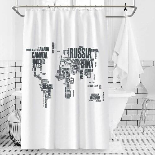 Mildew Proof Shower Curtain Polyester Rectangle Waterproof Shower Bathing Cover Letters Printed Baththb Insulation Home Decor