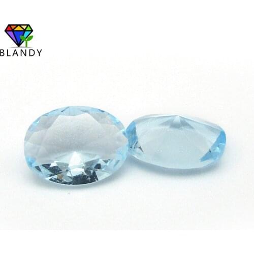 Factory Price 3x5~13x18mm Oval Cut Loose Water Blue Glass Gems Synthetic Glass Stone For Jewelry