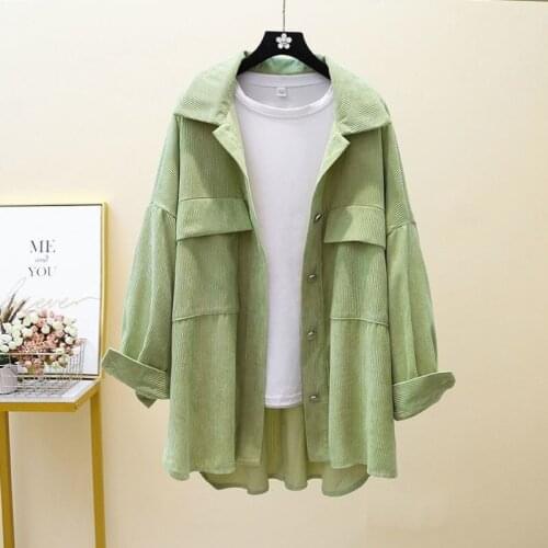 SURUFENG Women Autumn Fashion Pockets Oversized Corduroy Shirts Vintage Long Sleeve Asymmetric Loose Female Blouses Chic Tops