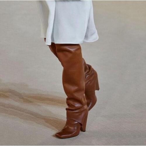 Catwalk Genuine Leather Thigh Boots Spike Heels High-heeled Over-the-knee Boots Womens Super Long Crotch High Boots Botas