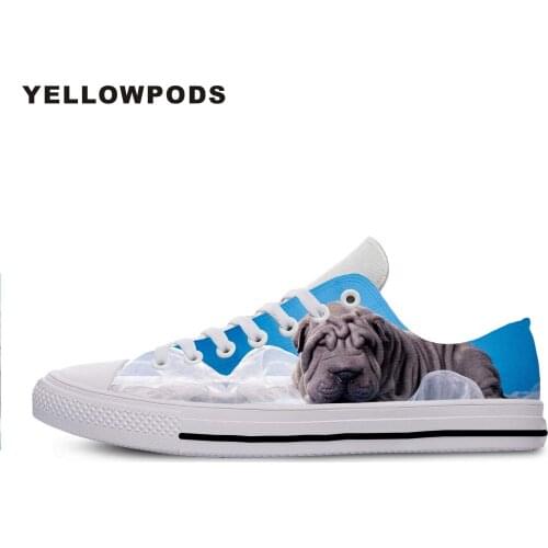 Flats Classic Canvas Shoes Shar Pei Dog Rock Roll Comfortable Design Women Woman White Flats 3D Print Casual Fashion Shoes