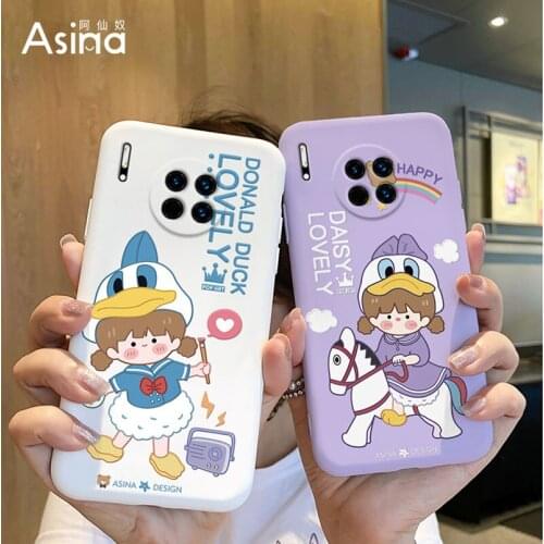 ASINA Liquid Silicone Case For Huawei Mate 40 30 20 Pro Cute Cartoon Cover Bumper For Huawei Honor 30 10 20 8x 9x 9a Funda Coque