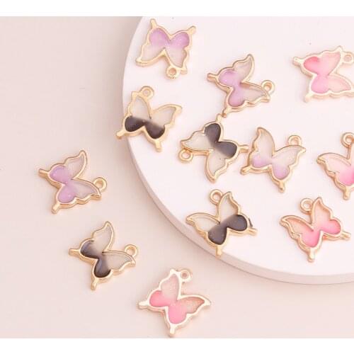 10pcs 15x13mm Shiny Enamel Butterfly Pendants for Jewelry Making Earrings Crafting Charms Necklaces Bracelets Handmade Finding