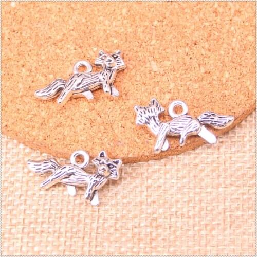 10pcs Fox Charms Pendants for Jewelry Making Vintage Antique Silver Plated DIY handmade 24*13 mm