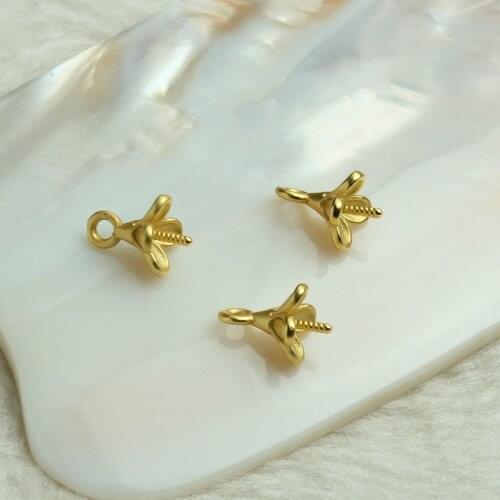 10pcs Pearl Pendant Connector Bail Cap 6/8mm Bead Caps Clasps Clip Fitting Round Beads Flower Pendants DIY Necklace Findings