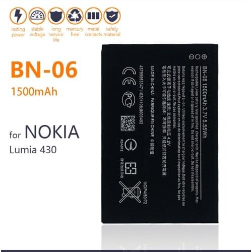 100% Real 1500mAh BN-06 Battery For Nokia Microsoft Lumia 430 Lumia430 BN 06 Smart Phone High Quality Battery