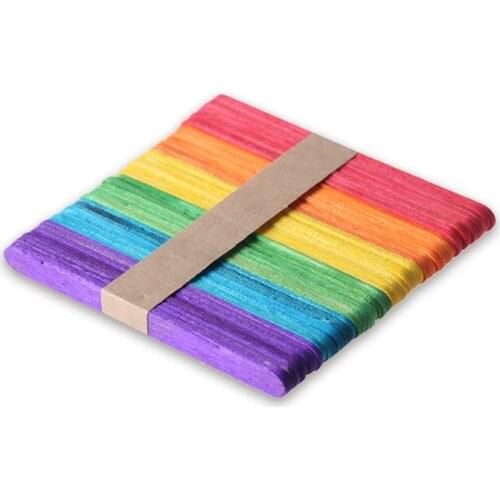100pcs Diy Crafts Colorful Creative Ice Cream Wood Sticks Match Stick For Kids Diy Home Toys Food Handmade Materials