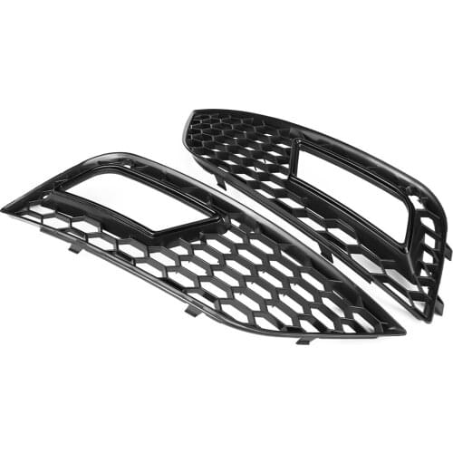 2 pcs For RS4 Style Glossy Black Front Bumper Fog Light Grilles for Audi A4 B8.5 2013-2016