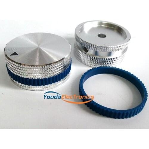 2PCs Silver Blue 40X18 mm Aluminium HIFI AMP volume Control potentiometer Knob 6.0mm hole