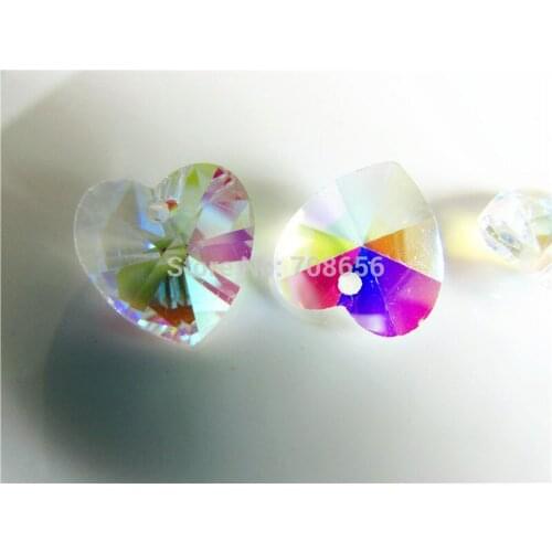 2000pcs 14MM CRYSTAL AB COATING COLOR CRYSTAL HEARTS Chandelier crystal glass prisms suncatcher