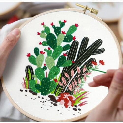 2020DIY embroidery new handmade Creative European embroidery cactus decorative hanging painting.Give a small Chinese style gift
