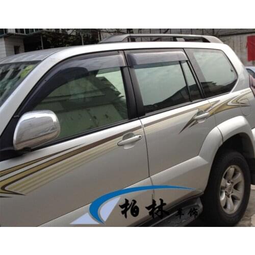 4pcs Chrome Window Visor Deflector Sun Rain Shield For 03-15 Toyota FJ120 FJ100 Cruiser prado 2003-2015