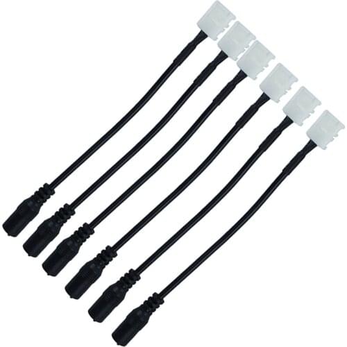 5pcs 8mm 2pin LED connector cable with female DC adapter For SMD 3528 3014 2835 Single Color led Strip No Need Soldering