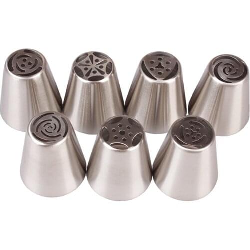 7Pcs Tulip Flower Cake Pastry Nozzles 201 Stainless Steel DIY Baking Tools Fondant Cake Decoration Russian Style Kitchen Gadgets